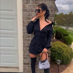 button up backless dress